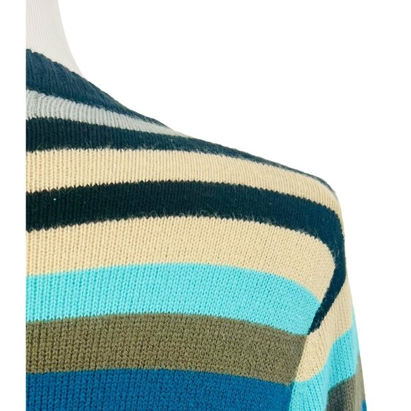 Love Stitch Long Geometric Striped Open Front Waterfall Cardigan Duster - Picture 13 of 16